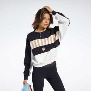Reebok x Gigi Hadid Striped Snap Front Cropped Sweatshirt Size XS